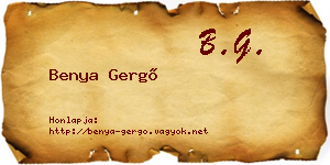 Benya Gergő névjegykártya